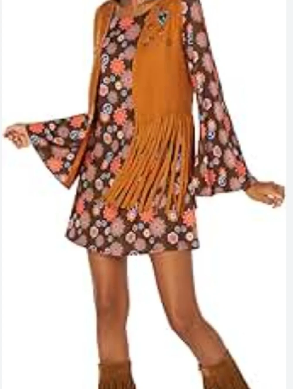 Spirit Flower Power Hippie Costume – Brown, Pink